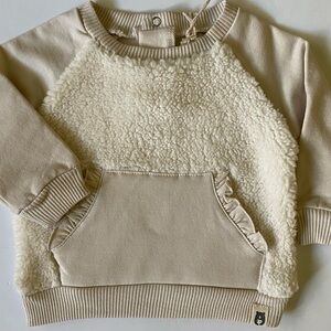 Rabbit & Bear Sweatshirt Size 3 6 Months New NWT Sherpa Beige Baby Girls Ruffle